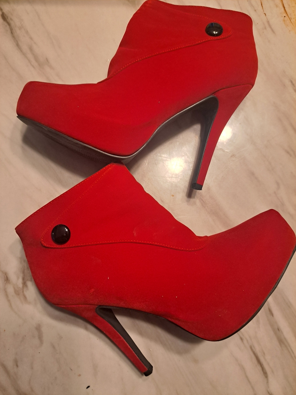 Charlotte Russe Red Suede High Heel Ankle Booties